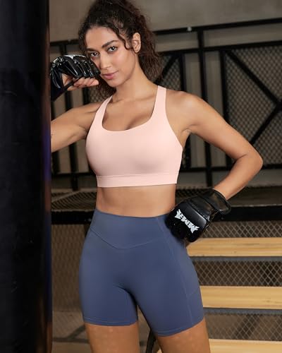 Image of RUNNING GIRL Sports Bra for Women,Molded Cup Strappy Running High Impact Sports Bra with Sewn in Pads