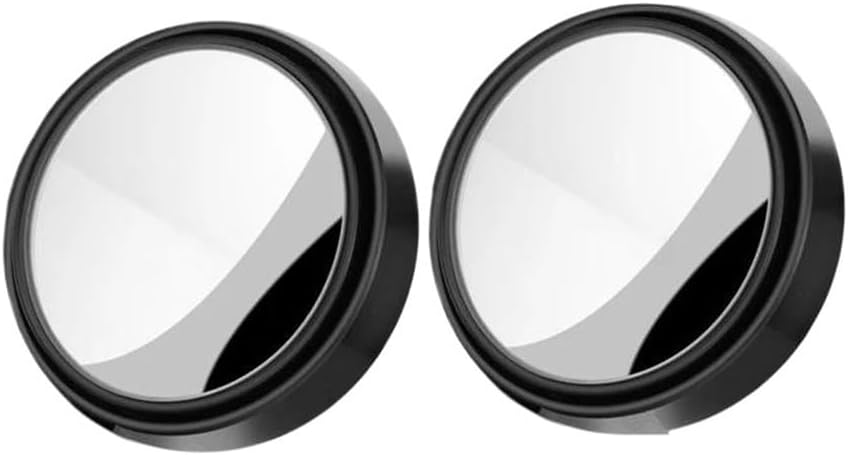 2Pcs Car Suction Cup Mount Auxiliary Rearview Mirror 360 Degree Rotating Wide-Angle Round Frame Blind Spot Mirror Blind Spot Mirrors
