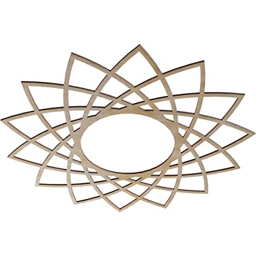 Image of Ekena Millwork 32 inchOD x 12 3 /8 inchID x 3 /8 inchT Eleanor Wood Fretwork Pierced Ceiling Medallion, Hickory