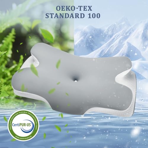Cervical Contour Memory Foam Pillow - Neck Pillow - Ergonomic Orthopedic Neck Support Pillow for Back, Stomach Side Sleepers Pillows for Neck and Shoulder Pain Relief