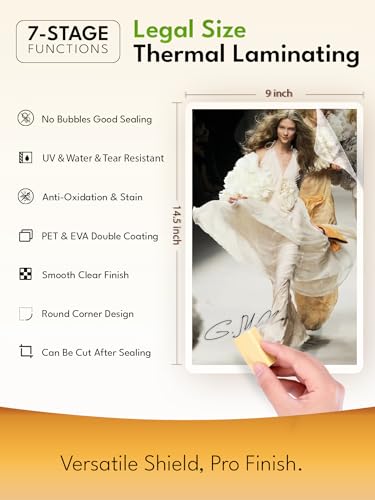 Image of Uinkit 3mil Legal Size Laminating Sheets 8.5 x 14 Inches - 100 Pack Laminating Pouches for Professional Use, Business Documents, Artwork Preservation & Restaurant Menus - with Thermal Laminator