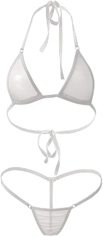 Women Hot See Through Micro Bikini Halter Neck Extreme Thong Swimsuits