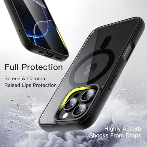 Image of DIZORO Compatible iPhone 16 Pro Max Case,Compatible with Mag Safe, Non Yellow Military-Grade Drop Protection & Hard PC Back Cover Slim Transparent Anti-Scratch Shockproof Phone Case - Black