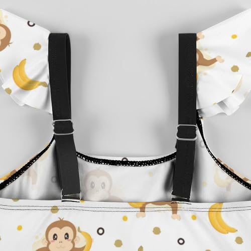 Image of Girls One Piece Swimsuit Lovely Cute Animals Ruffles Swimwear Bathing Suits 3-12 Years