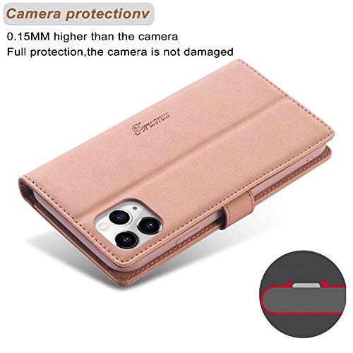 Eyzutak Case For Iphone 11 6.1 Inch, Vintage Wallet Folio Flip Cover Full Coverage Premium Leather Case With Magnetic Closure Kickstand Card Slots - Rose Gold #TOP4