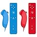 Poglen 2 Packs Wireless Gesture Controller and Nunchuck Jostick Compatible for Wii Wii U Console (Red and Deep Blue)