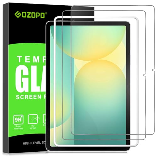 GOZOPO Screen Protector for Samsung Galaxy Tab S10 Lite / S10 FE / S9 FE 5G 10.9 inch / S9 11 inch, 9H Tempered Glass Film with Easy Installation Frame, HD Clear/Anti Scratch, 2-Pack