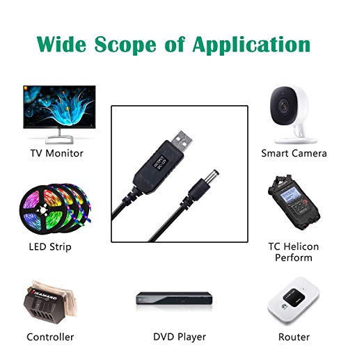 Igreely Dc 5V To Dc 12V Usb Voltage Step Up Converter Cable Power Supply Usb Cable With Dc Jack 5.5 X 2.5Mm Or 5.5 X 2.1Mm, Usb 5V To Dc 12V Cable 3Ft #TOP2