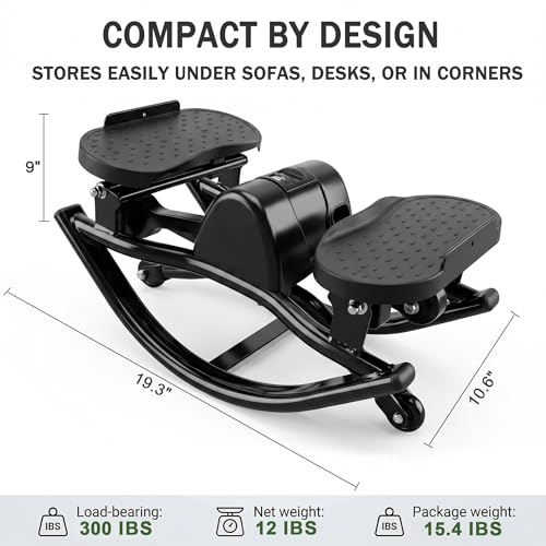 Image of Side Stepper Exercise Machine for Home, Quiet Low Impact Twist Stepper with Resistance Bands & LCD Monitor, Compact Stair Stepper for Office Small Space, 300lbs Weight Capacity
