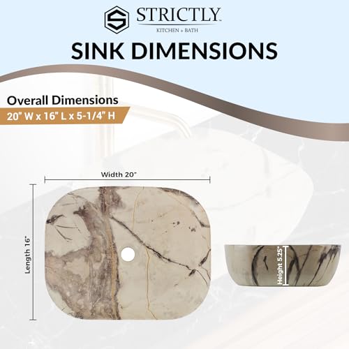 S Strictly Kitchen + Bath Strictly Sinks 20 Inch Bathroom Vessel Sink – Calacatta Marble Design Ceramic Countertop Bathroom Sink thumb #5