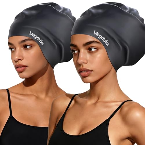 VegoVia 2 Pack Large Swim Cap for Braids Long Hair