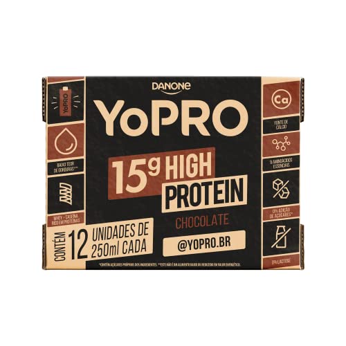 YoPRO, Pack Yopro Bebida Láctea Uht Chocolate 15G de Proteínas 250 Ml -12 Unidades