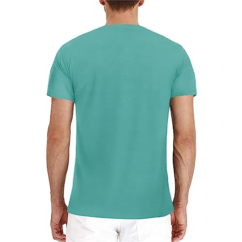 Lexiart Mens Fashion Henley Shirts Short Sleeve Button Cotton T-Shirt With Pocket #TOP1