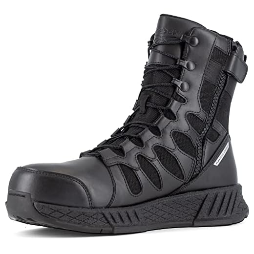Reebok Work Floatride Energy Tactical Men's, Black, 8 Inch Side-Zip Style, Composite Toe, EH, Slip-Resistant Work Boot (14.0 M)