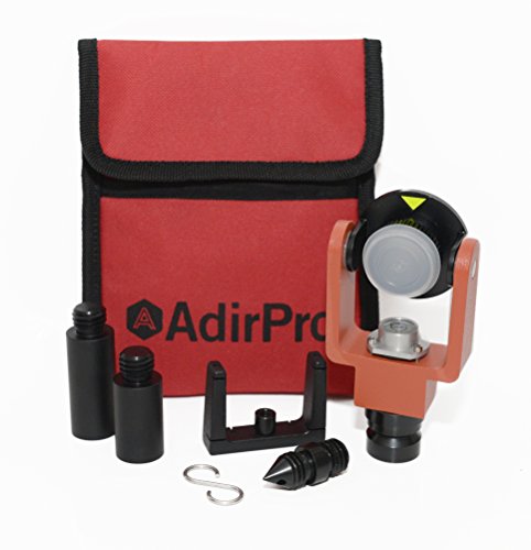 AdirPro Mini Prism System with Center Vial - Heavy Duty Copper-Coated Prism with S-Hook and Bracket - Compatible with Trimble, Sokkia, Topcon, Leica, Nikon, Penta & More