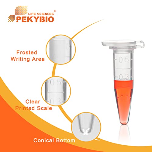 Pekybio 0.5Ml Micro Centrifuge Tubes With Snap Cap Polypropylene Graduated Microcentrifuge Tubes Clear Plastic Test Tube For Lab, Pack Of 500Pcs #TOP3