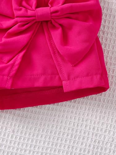Image of BEAUDRM Girl's Elastic Waist Bow Front Trousers Split Straight Leg Cute Skort