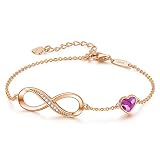 CDE Infinity Heart Symbol Charm Link Bracelet for Women 925 Sterling Silver Adjustable Mother's Day Gift Anniversary Jewelry Christmas Birthday Gifts for Wife friend Her