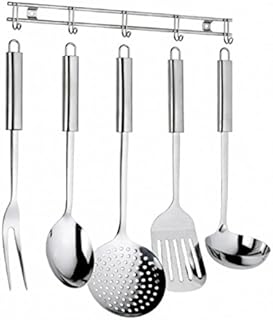 Set 6 pezzi cucchiaione forchettone schiumarola mestolo pala appendino professionale Ellisse Pintinox in acciaio inox 18/10