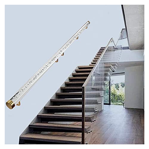 Rampe d'escalier acrylique et fixation dorée de 80 à 400 cm