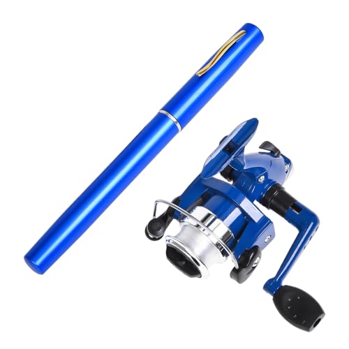 Kugelschreiber Angelrute Und Rolle Kombination - Zusammenklappbare Kleine Angelrute,99 cm Rute Tragbares Set Für Angler Damen Herren Fluss See Teich Meer