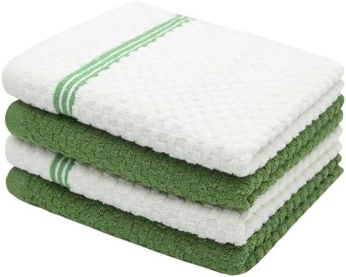 Mia'sDream Cotton Kitchen Towels, Set of 4, Super Absorbent Dish Towels for Kitchen Drying Dishes, Ultra Soft Hand Towels Tea Towels for Baking, 15