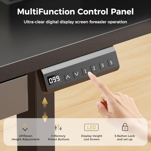 Image of GTPLAYER Electric Standing Desk with Drawers, 55 x 24 Inch Height Adjustable Gaming Desk with Monitor Stand, Power Outlets & LED Lights, Home Office Sit Stand Up Desk with Memory Preset (Black)