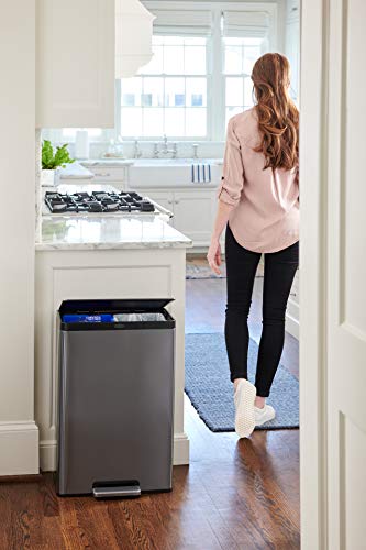Rubbermaid Elite Stainless Steel Metal Dual Stream Step-On Trash, 10.5-Gallon, Charcoal, Wastebasket Home/Kitchen Waste And Recycling #TOP6