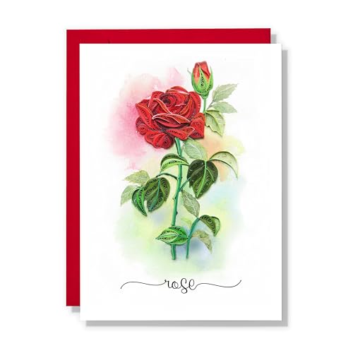 TUMYBee Glückliche Valentinstagskarte, Rosenblüten-Quilling-Karte für Geburtstag, Valentinstag, Thinking Of You, Genesung, Liebesfreund, Chef, Mutter, Vater, Tochter, Muttertag (Rose)