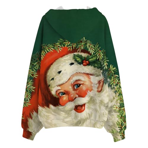 Women Christmas Hoodies Fashion Casual Jacket Xmas Zip Up Coat Long Sleeve Pullover Top with Pocket Fall Coat3