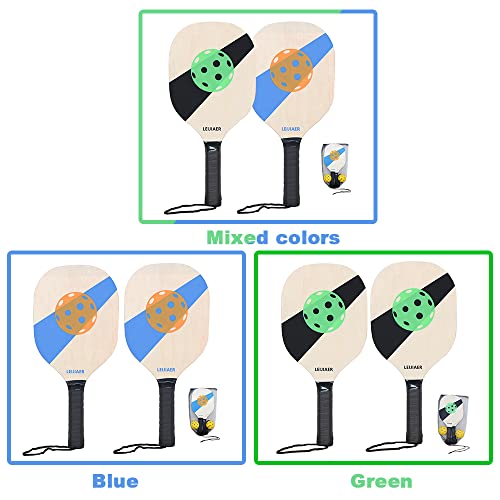 Moniss Pickleball Paddles Conjunto de 2 raquetes de madeira com bolas e bolsa de zenamento de malha