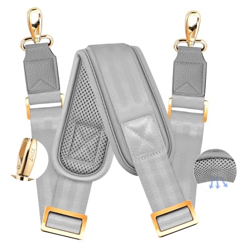Image of ZINZ 60 inch Universal Bag Strap with Ultra-Thick Fixed Breathable Pad Adjustable Heavy-Duty Shoulder Strap for Laptop Bag Crossbody Luggage Gym Bag Camera Bag and More -Gray