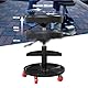 HASKYY Werkstatthocker Rollhocker | Höhe 430-580mm I Sitz Geleinlage | Werkstatt-Arbeits-Hocker-Stuhl-Sitz I 135kg | ø40 cm | 2 Ablagen I Schwarz