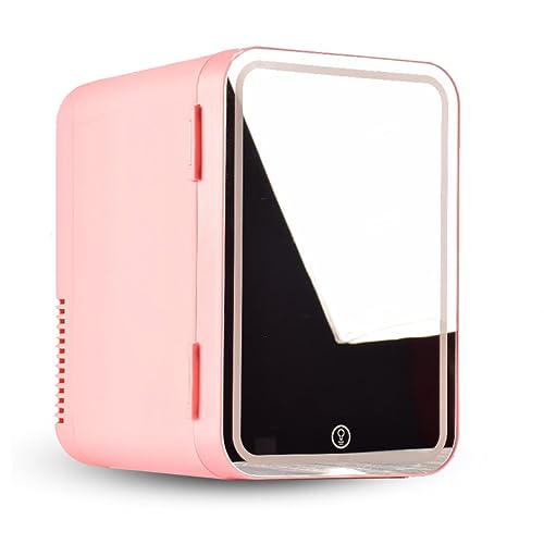BWCKMTSC Mini Nevera cosmética, con Espejo LED, 8 litros de 8 litros para el refrigerador Mini para habitación, frío o Calor, CA 220V, DC 12v Nevera pequeña, refrigerador de automóvil Adecuado para
