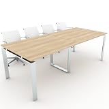 DUÓFIC Mesa de Reuniones, Conferencias y Oficinas. (240x100). Estructura metálica con Marco Abierto Color Cromado. Fabricado en España. Envio a Toda la Península. (Acacia.)