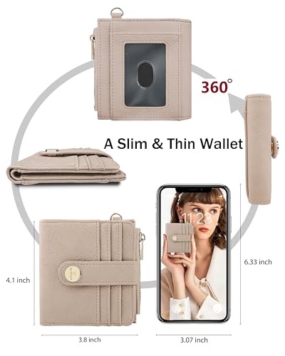 Image of Keychain Wallet Wristlet for Women,RFID Small Wallet | Wallet Wristlet with Zipper Coin Pocket,Vegan Leather Card Wallets for Women, 2 ID Window,Gift