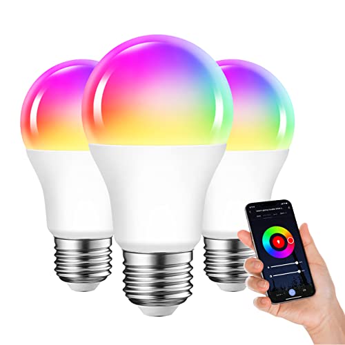 スマート電球 LED電球 E26 3個入 60W形相当 調光調色 810lm Wi-Fi 遠隔操作 Alexa対応 Google Home対応 RGBCWマルチカラー アプリ制御 電球色 昼光色 昼白色 タイマー機能 省エネ 1600万色 広配光