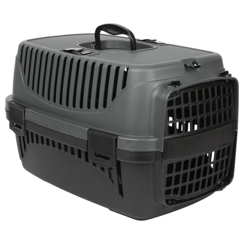 Jolie Max Pet Carrier - Lightweight Transport Crate for Small Animals - Removable Gate - Ventilated Design - Seatbelt Clip - Portable Box for Cats, Dogs, Kittens (Grey) (Anthracite)