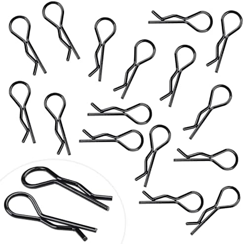 Hobbypark RC Body Clips Bent Springy R Pins Black Replacement Parts for 1/12 1/10 RC Car Crawler Truck Off Road Buggy Shell (50-Pack)