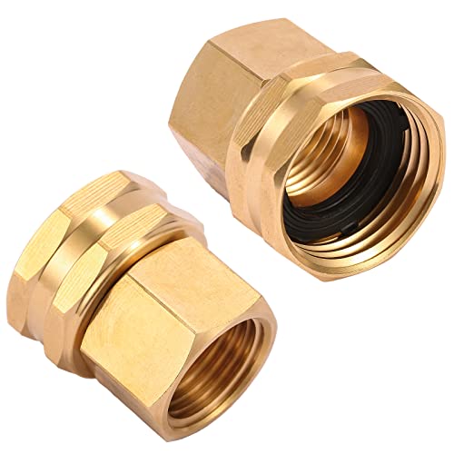 Sanpaint 2 Pack Brass Garden Hose Threaded 1/2" Npt To 3/4" Ght Fitting Connect,Dual Swivel Connector Adapter,Double Female Thread 3/4 Inch X 1/2 Inch Npt Pipe #TOP3