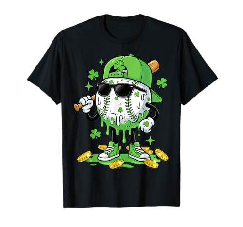 Baseball Drip Ice Cream Apparel Youth Boy St Patricks Day T-Shirt