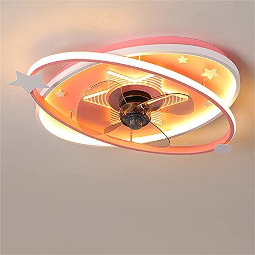 Ventilateur de plafond avec lumière LED 57W rose bleu pour chambre salon
