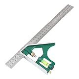 CONVENIENTE DE USAR: Esta regla de ángulo combinada móvil está equipada con un diseño de nivel de burbuja. Almacene muchas herramientas para medir, haga que su banco de trabajo esté limpio y ordenado, muy conveniente de usar.
