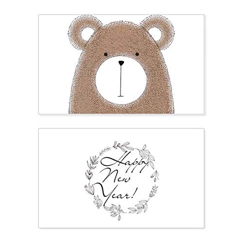Tarjeta de felicitación de Año Nuevo con diseño de oso gordo para regalar buenos deseos
