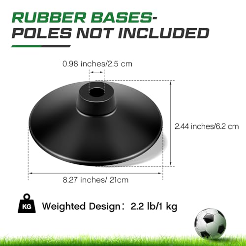 Landical 6 Pcs Weighted Slalom Pole Rubber Bases for Soccer Agility Poles 2.2 lb Pole Base for Soccer Training Equipment Set Accessory Lacrosse Field Hockey Track Field by Landical - Image 2