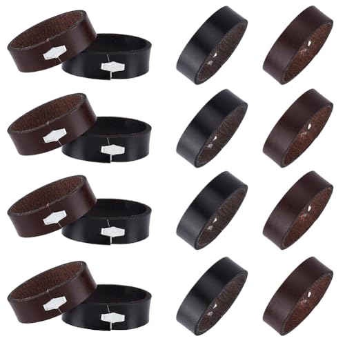 CRASPIRE 24Pcs 2 Colors Belt Loop Keepers 1.25inch Cowhide Leather Belt Rings Accessories Keeper End Strap Retainer Tool Belt Replacement Fit for DIY Craft Bag Belt Black Brown