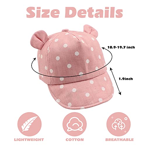 Jangannsa Polka Baby Baseball Caps Infant Toddler Sun Cap Boys Girls Summer Hat With Bear Ears 6-24Months (Polka Pink) #TOP5
