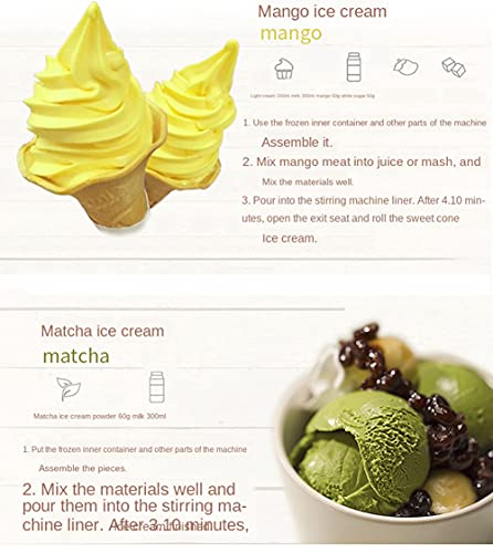 RSTJ-Sjef 1,5-Liter-Softeismaschine, Hausgemachte DIY-Tiefkühl-Dessertmaschine Für Sorbet, Soft-Serve-Sorbet Und… – Bild 6