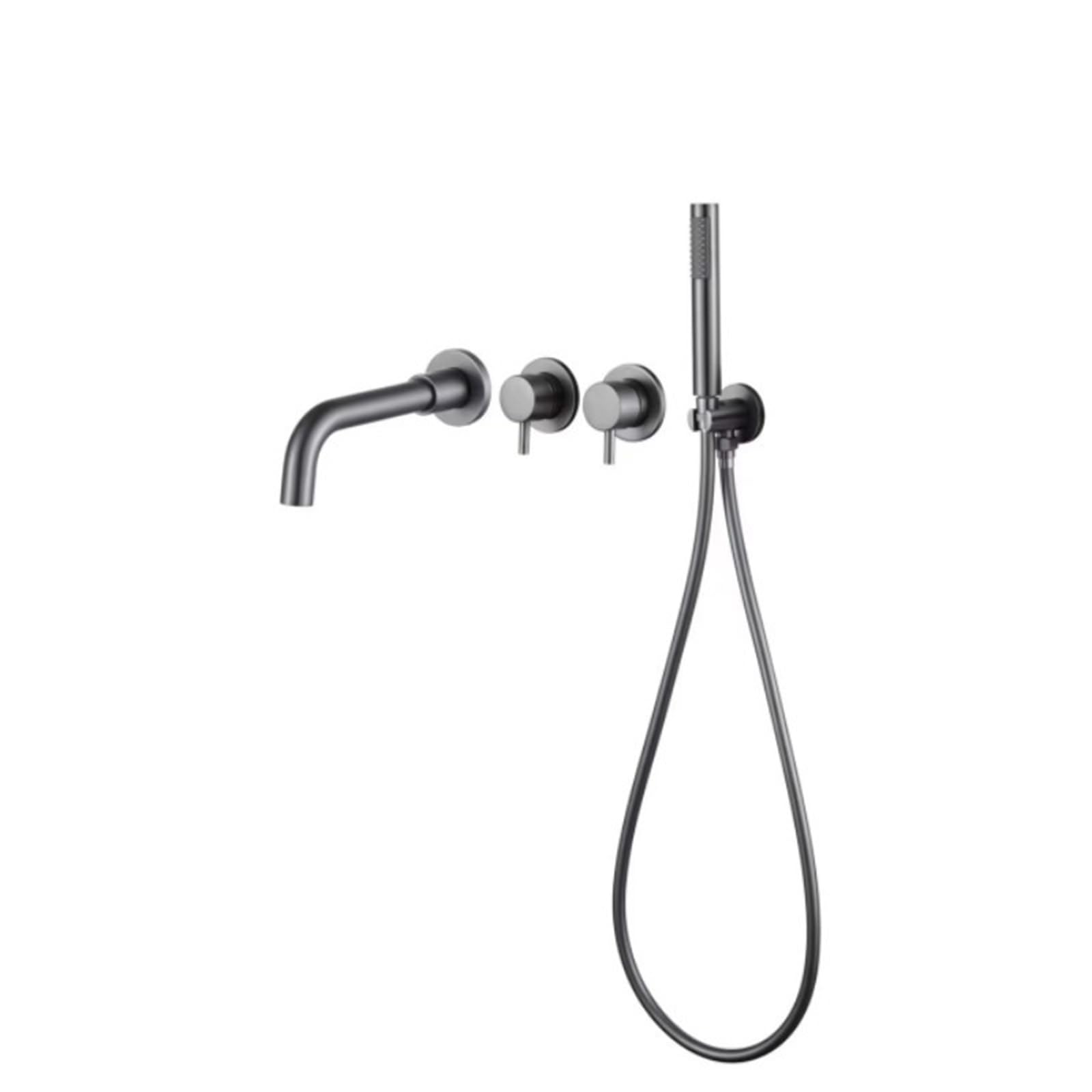 Ensemble de mitigeur de douche gris encastrable design épuré
