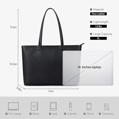 Image of KALIDI Tote Bag Zipper Shoulder Bag Faux Leather Purses Satchel for Women Casual Handbag Work Dating College
